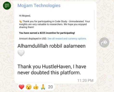 WhatsApp testimonial screenshot