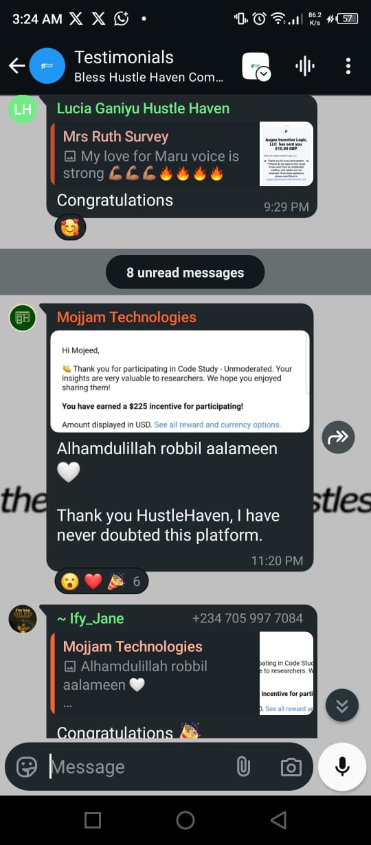 WhatsApp testimonial screenshot